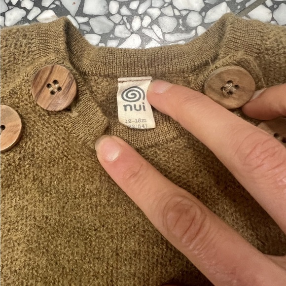 Nui Organics Augustin Merino Wool Knit Sweater- Brass, 12-18m - Picture 4 of 8